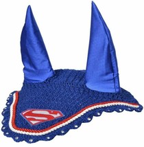 Superman Horse Breathable Cotton Ear BONNET/NET/MASK/HOOD Crochet Fly Veil Tack - £10.33 GBP