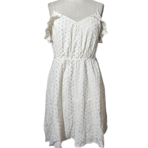 White Metallic Dot Mini Dress Size Medium - £19.47 GBP