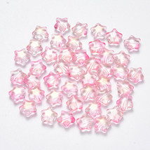 10 Glass Star Beads Pink Glitter Celestial Jewelry Supplies 8mm - £3.91 GBP