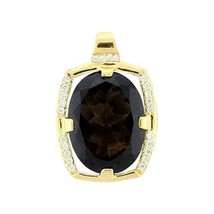 LOA373 - Gold 925 Sterling Silver Pendant with AAA Grade CZ  in Smoky Topaz - $129.05 CAD
