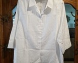 Chicos Womens Effortless No Iron Shirt Button Up Optic White Sz 3 Pleat ... - $38.61