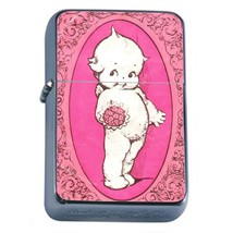 Vintage Cherub Doll Valentine Flip Top Oil Lighter Windproof - $14.80