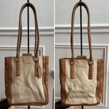 Rare Vintage Coach 9429 Bonnie Bucket Linen Leather Tan Cream Satchel Sm... - $2,495.45 MXN
