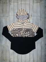 Womens Colorblock Leopard Print Sweatshirt Hoodie Hooded Sweater Size Smal - £9.83 GBP