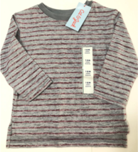 Cat &amp; Jack Boys Gray and Berry Striped Long Sleeve T-Shirt NWT Size: 18M - £9.55 GBP