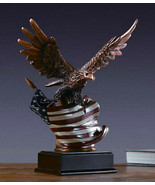 EAGLE &amp; American Flag  Bronze Sculpture Statue Desk Mantle Display USA  ... - $107.18 CAD