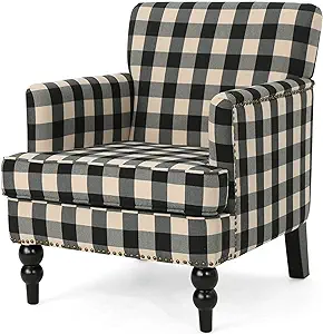 Christopher Knight Home Evete Tufted Fabric Club Chair, Black Checkerboard - $458.99