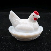 Vtg Small Westmorland Milk Glass Master Salt Dip Cellar Open Hen Chicken... - $14.44