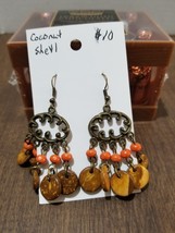 Cocnut Shell  Bead Earrings Orange Tan    X5 - £3.98 GBP