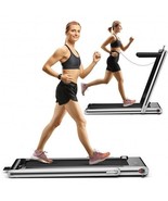 2-in-1 Folding Treadmill with Dual LED Display-Silver - Color: Silver - €458,02 EUR