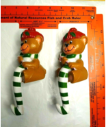 Vintage Plastic Christmas Mantle Sitting Bears (2) Candy Cane Stockings ... - £18.78 GBP