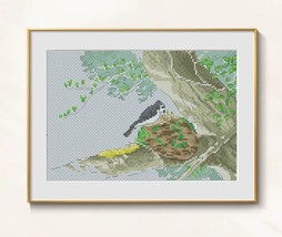 Mother Care cross stitch bird pattern pdf - Spring Embroidery nature chart - $7.99