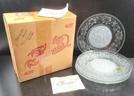 4 Princess House Fantasia Clear Luncheon Plate Box Set Clear Floral Embossed 437 - £38.67 GBP