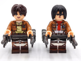 2pcs Eren and Mikasa Attack on Titan TV Series Minifigures Building Bloc... - £6.36 GBP