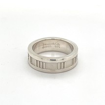 Tiffany &amp; Co Estate Atlas Ring Size 4 Sterling Silver 6 MM Height TIF214 - $246.51