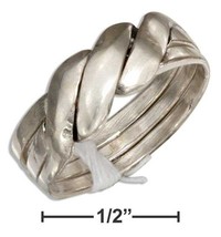 Sterling Silver Three Band Puzzle Ring Rope Design - £46.01 GBP