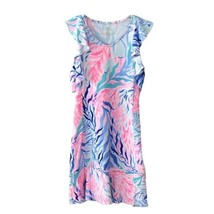 Lilly Pulitzer Dress Girls L 9 10 Flutter Sleeves Kaleidoscope Coral Meryl Nylon - £31.31 GBP
