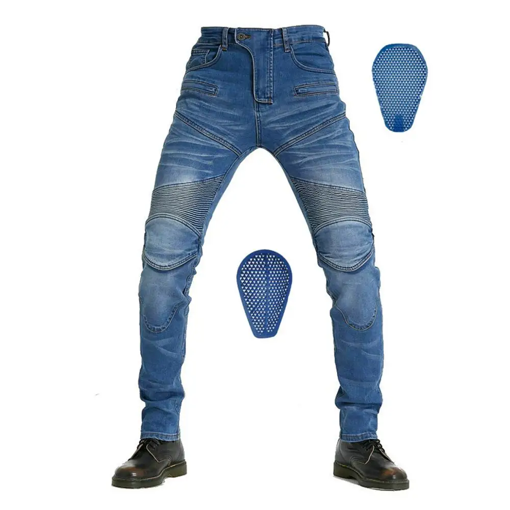 Orcycle riding pants with 4 x honeycomb ce armor silica gel pads motocross racing jeans thumb200
