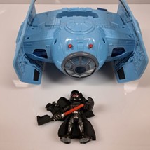 STAR WARS DARTH VADER BLUE TIE FIGHTER HASBRO LFL 2011 SPINNING SHIP Works! - £16.74 GBP