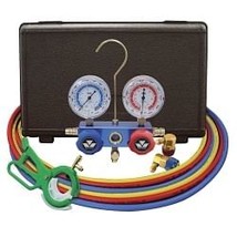 Mastercool R12/R134a DUAL ALUMINUM MANIFOLD W/ 3 IN 1 CAN TAP - $6,198.45 MXN