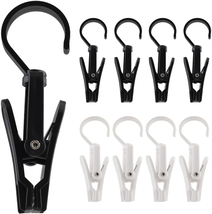 20 PCS Laundry Hooks Clip Plastic Clothes Pins Super Strong Hanger White &amp; Black - £14.31 GBP