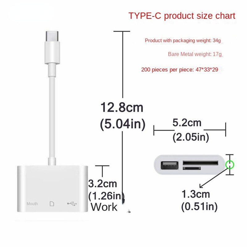 3 In 1 Multi Port Hub Converter Typec/Lightning To USB A OTG Adapter