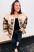 Adorable Taupe Corduroy &amp; Plaid Sherpa Button Jacket - $44.99