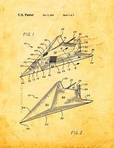 F-117 Stealth Airplane Patent Print - Golden Look - $7.95+