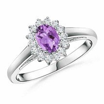 ANGARA Princess Diana Inspired Amethyst Ring with Diamond Halo - £565.66 GBP