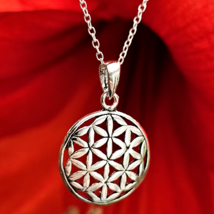 Small Flower of Life 925 Silver Pendant 18&quot; Silver Necklace Chain Kabbalah Boxed - £30.26 GBP