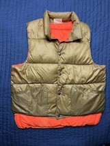 Vintage Red Head Reversible Puffer Vest Men’s Large Tan Orange Made In USA - £15.82 GBP