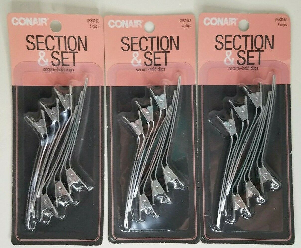 Primary image for Conair Section & Set Clips #55316Z 6pc Lot of 3 *18 Clips*