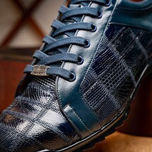 Bari Genuine Lizard Fashion Sneaker Patchwork Design Shoes Navy image 11