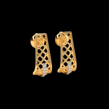 natural diamond yellow 18k 22k 14k gold dangle earrings indian handmade jewelry - £673.20 GBP