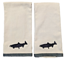 Mossy Oak Embroidered Fish Hand Towels Brown Tan 2pc 24&quot; x 16&quot; Bath Kitc... - $20.33