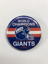 NY New York Giants Super Bowl XXI champion football button pin 1986 blue - £7.88 GBP