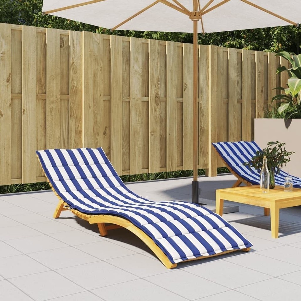 vidaXL Sun Lounger Cushion Blue and White Oxford fabric (100% polyester) - $71.45