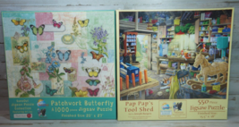 Lot 2 Pap&#39;s Tool Shed 550pc #38805 &amp; Patchwork Butterfly 1000pc #11065 Puzzles - £13.50 GBP