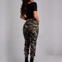 Sexy Military Camouflage Trousers Elastic Waist Beam Leisure Women Cargo... - $21.99