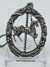 Vtg Christmas Horse Carousel Pewter Ornament JOSEF 1990 USA - £12.78 GBP