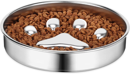 Slow Feeder Dog Bowls 304 Stainless Steel, 2 Cups Metal Food Bowls, Water Bowl f - £24.55 GBP