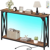 Dansion 2 Tiers Console Sofa Table With Power Outlet, Industrial Entryway Table - £71.84 GBP