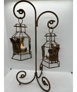 Metal Brass Hanging Double OWLS Votive Tealight Candle Holders 15” X 9” ... - £29.24 GBP