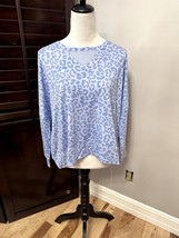 Honeydew Womens Top Purple Blue Leopard Print Long Sleeve Pullover XS New - £11.21 GBP