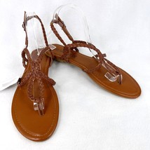 Sandalup Sandals 10 Brown Braided Straps Thong New - $25.00