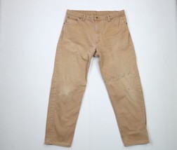 Vtg 90s Carhartt Mens 40x32 Distressed Spell Out Relaxed Fit Canvas Pants Brown - £54.49 GBP