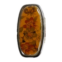 Vintage 70’s Mirror Ring Lipstick Clip Holder Floral Gold Tone Hong Kong - $14.99