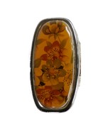 Vintage 70’s Mirror Ring Lipstick Clip Holder Floral Gold Tone Hong Kong - $280.63 MXN