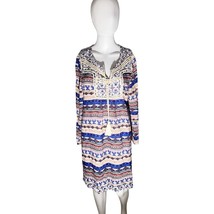 Style &amp; Co. Beige &amp; Blue Aztec‐Print Tassel‑Tie Tunic – Size L - $24.75