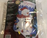 BUCILLA Christmas Stocking Kit 85101 Snowman Felt Embroidery Open Bag - $32.68